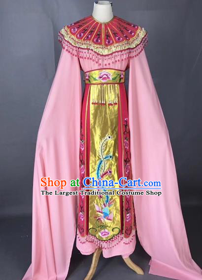 Chinese Peking Opera Actress Pink Dress Traditional Beijing Opera Princess Embroidered Costumes for Adults