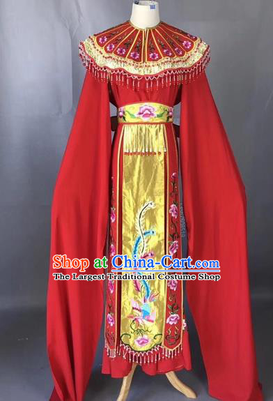 Chinese Peking Opera Actress Red Dress Traditional Beijing Opera Princess Embroidered Costumes for Adults