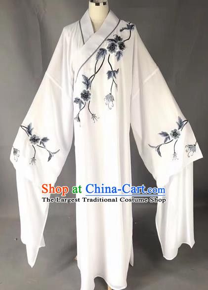 Chinese Traditional Beijing Opera Scholar White Robe Peking Opera Niche Costume for Adults