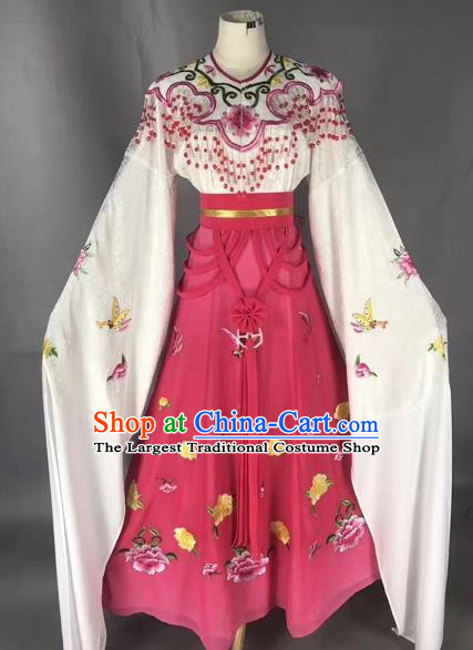 Chinese Peking Opera Diva Rosy Dress Traditional Beijing Opera Rich Lady Embroidered Costumes for Adults