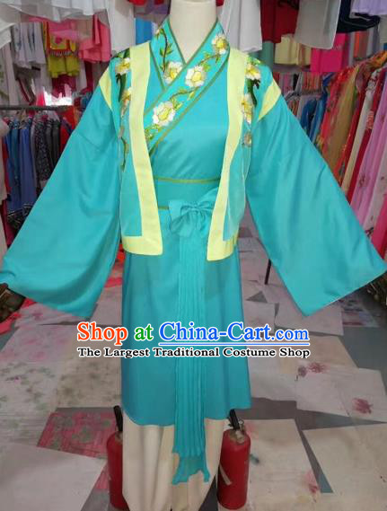 Traditional Chinese Peking Opera Mui Tsai Costume Beijing Opera Maidservants Green Dress for Adults