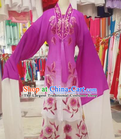 Chinese Peking Opera Diva Purple Dress Traditional Beijing Opera Rich Lady Embroidered Costumes for Adults