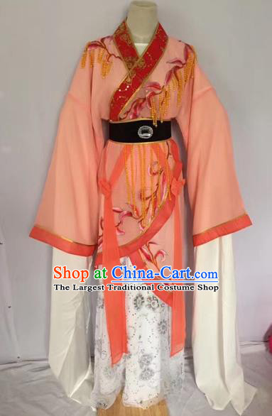 Chinese Ancient Peking Opera Princess Embroidered Orange Dress Traditional Beijing Opera Diva Costumes for Adults