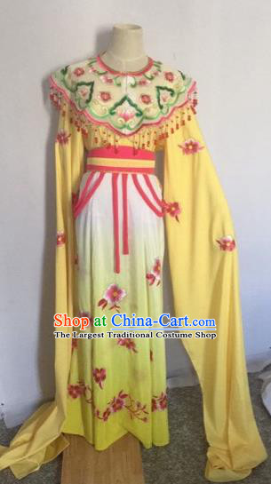 Chinese Ancient Peking Opera Young Lady Yellow Dress Traditional Beijing Opera Diva Costumes for Adults