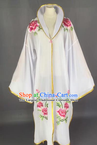 Traditional Chinese Peking Opera Diva Costume Beijing Opera Embroidered White Cloak for Adults