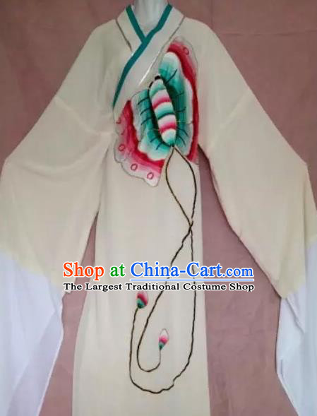Chinese Beijing Opera Butterfly Lovers Scholar Beige Robe Traditional Peking Opera Niche Costumes for Adults