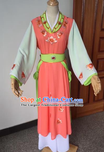 Chinese Beijing Opera Young Lady Orange Dress Ancient Maidservants Costume for Adults