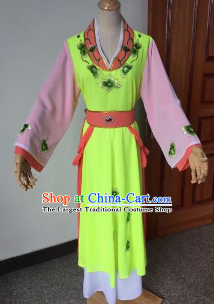 Chinese Beijing Opera Young Lady Grass Green Dress Ancient Maidservants Costume for Adults