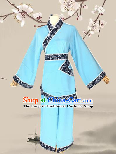 Chinese Beijing Opera Maidservants Dress Ancient Village Girl Costume for Adults