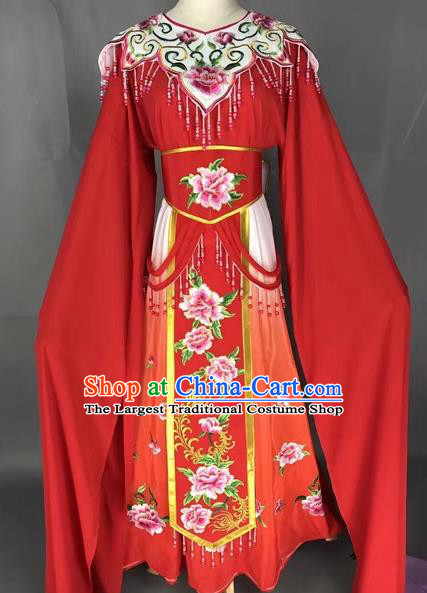 Chinese Shaoxing Opera Princess Red Embroidered Dress Traditional Beijing Opera Diva Costume for Adults