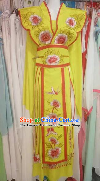 Chinese Traditional Peking Opera Actress Yellow Dress Ancient Princess Embroidered Costume for Adults