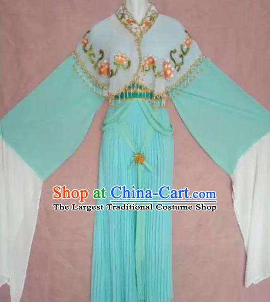 Chinese Traditional Peking Opera Rich Lady Blue Dress Ancient Princess Embroidered Costume for Adults