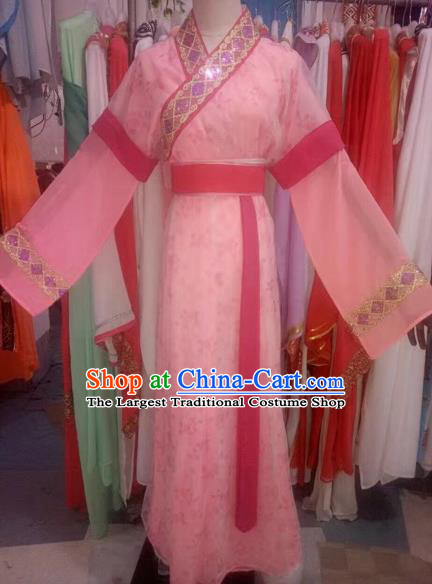 Chinese Traditional Peking Opera Diva Pink Dress Ancient Palace Lady Costume for Adults