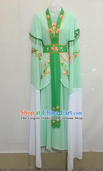 Chinese Traditional Peking Opera Diva Light Green Hanfu Dress Ancient Palace Princess Costume for Adults