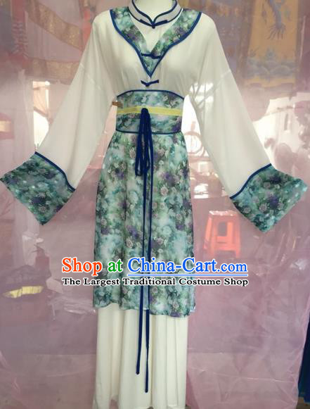 Chinese Beijing Opera Maidservants White Clothing Ancient Countrywoman Costume for Adults