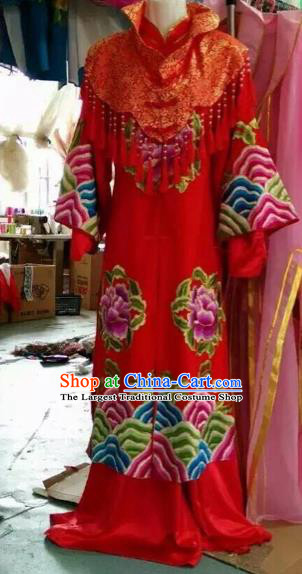 Chinese Traditional Peking Opera Red Hanfu Dress Ancient Bride Wedding Costume for Adults
