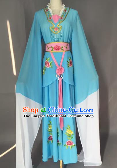 Chinese Beijing Opera Maidservants Blue Clothing Ancient Palace Lady Costume for Adults