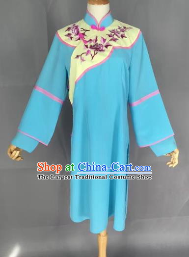 Chinese Traditional Peking Opera Actress Blue Blouse Ancient Countrywoman Costume for Adults