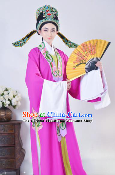 Chinese Beijing Opera Niche Purple Robe Traditional Peking Opera Scholar Costume for Adults