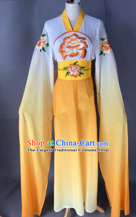 Chinese Ancient Court Maid Costume Traditional Beijing Opera Actress Orange Dress for Adults