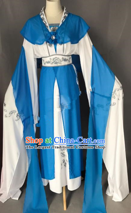 Chinese Ancient Imperial Consort Blue Costume Traditional Beijing Opera Actress Dress for Adults