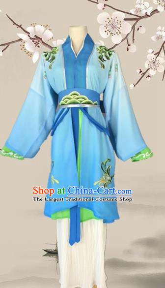 Chinese Ancient Swordswoman Blue Costume Traditional Beijing Opera Martial Arts Women Dress for Adults