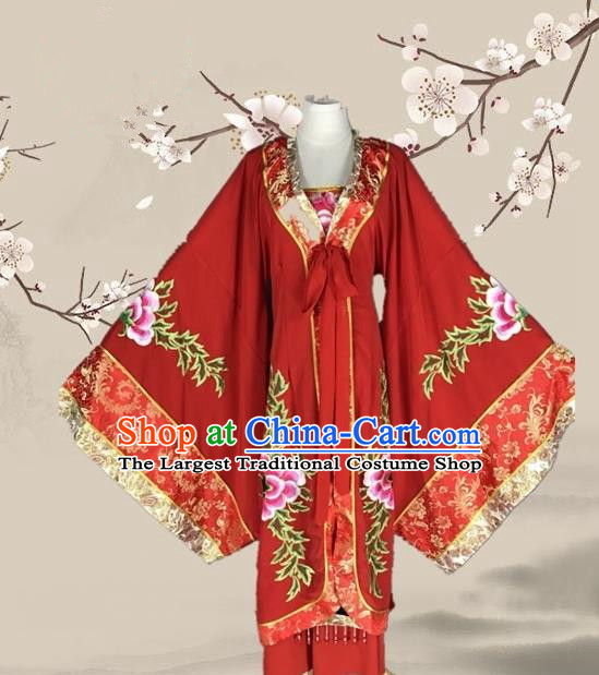 Chinese Ancient Empress Dowager Red Dress Traditional Beijing Opera Pantaloon Costume for Adults