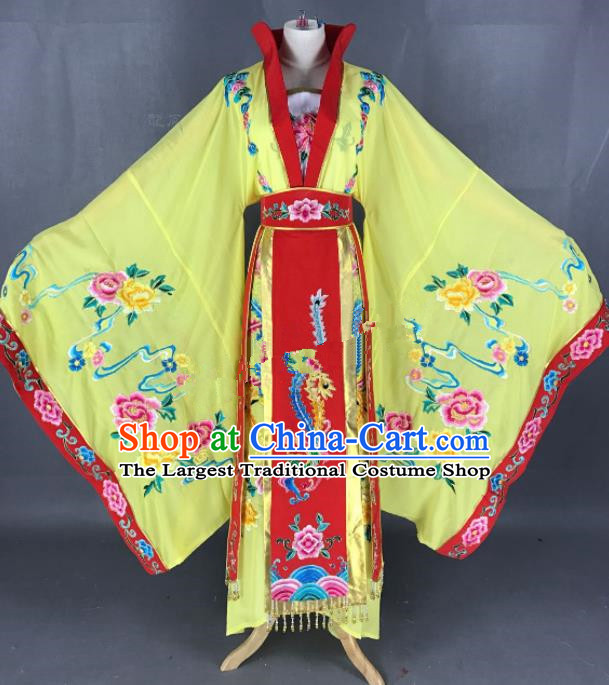 Chinese Ancient Empress Yellow Dress Traditional Beijing Opera Queen Costume for Adults