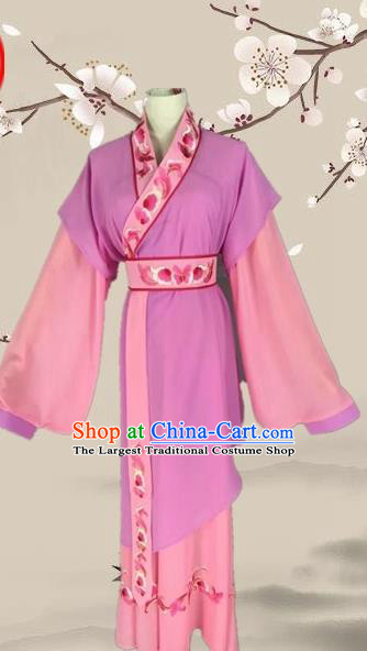 Chinese Ancient Servant Girl Purple Clothing Traditional Beijing Opera Young Lady Costume for Adults