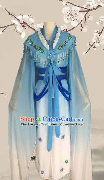Chinese Ancient Fairy Blue Dress Traditional Beijing Opera Actress Costume for Adults