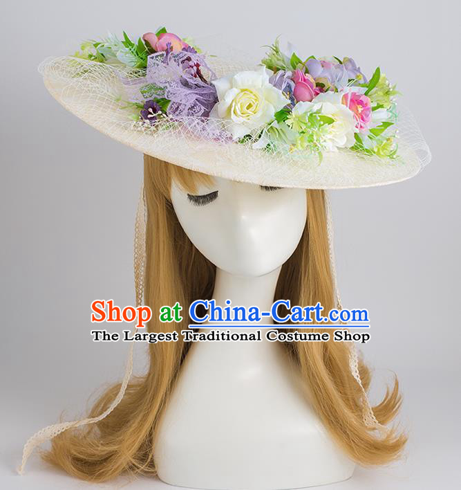 Top Grade Bride Hair Accessories Flowers Top Hat for Women