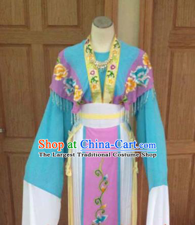 Chinese Ancient Fairy Blue Hanfu Dress Traditional Beijing Opera Actress Costume for Adults