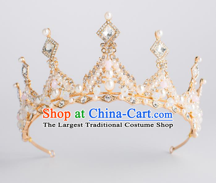 Top Grade Wedding Hair Accessories Bride Crystal Golden Royal Crown Headwear for Women