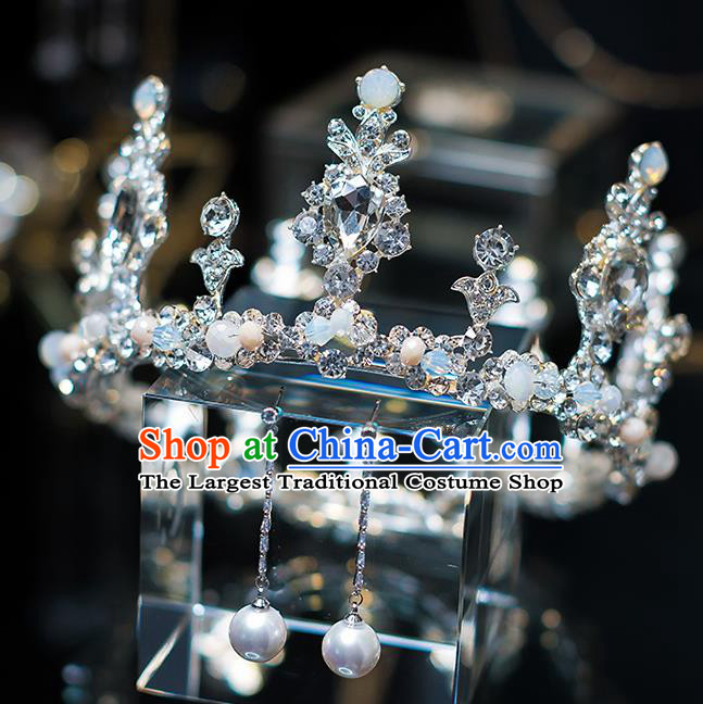 Top Grade Wedding Hair Accessories Bride Retro Crystal Round Royal Crown for Women