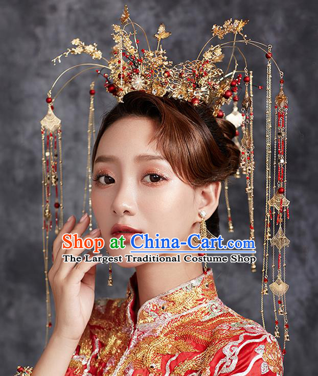 Chinese Ancient Tassel Phoenix Coronet Wedding Hair Accessories Traditional Hairpins for Women