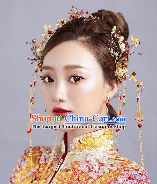 Chinese Ancient Wedding Tassel Step Shake Hair Accessories Traditional Hairpins for Women