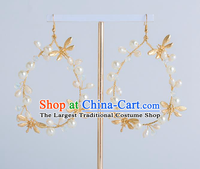 Top Grade Bride Wedding Jewelry Accessories Golden Dragonfly Earrings for Women