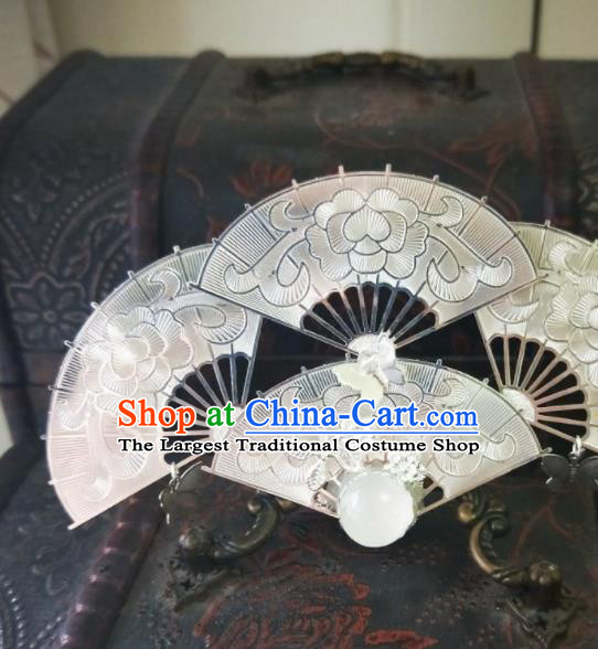 Chinese Ancient Qing Dynasty Hair Accessories Palace Fans Hairpins for Women