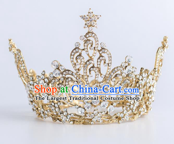 Top Grade Wedding Hair Accessories Bride Retro Golden Royal Crown for Women