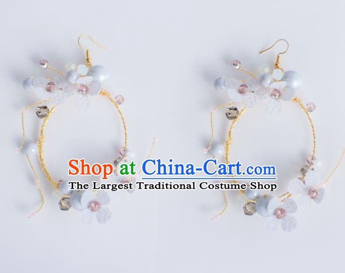 Top Grade Bride Wedding Accessories Purple Beads Flowers Earrings for Women