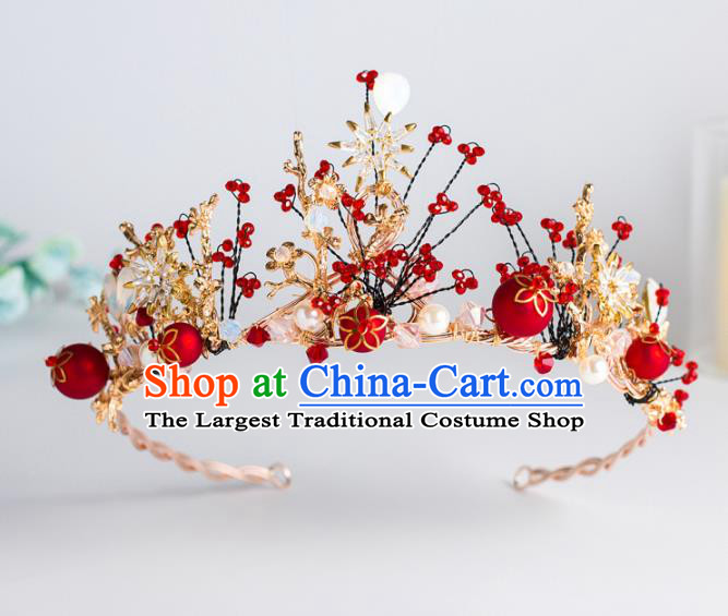 Top Grade Wedding Hair Accessories Baroque Princess Retro Red Beads Crystal Royal Crown for Women