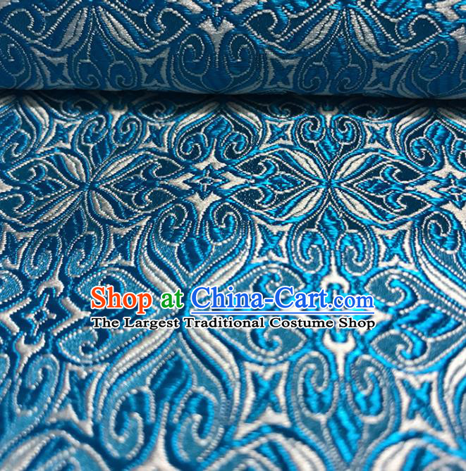 Asian Chinese Traditional Royal Pattern Blue Brocade Fabric Silk Fabric Chinese Fabric Material