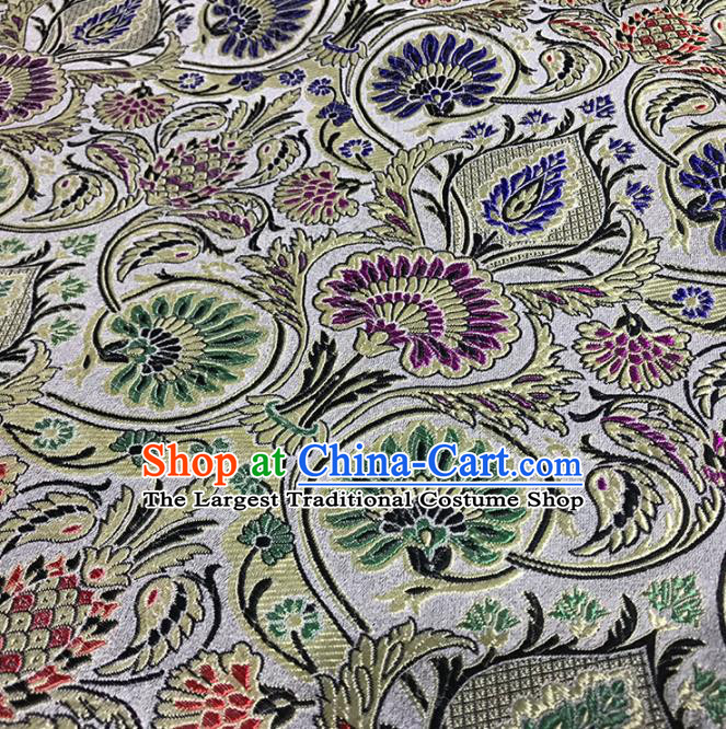Asian Chinese Traditional Royal Pattern White Brocade Fabric Silk Fabric Chinese Fabric Material