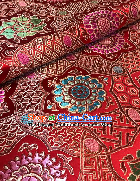 Asian Red Brocade Chinese Traditional Pattern Fabric Silk Fabric Chinese Fabric Material