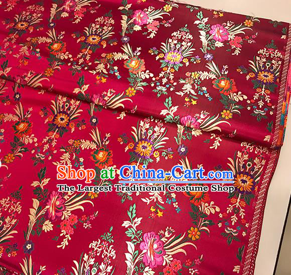 Asian Wine Red Brocade Chinese Traditional Begonia Pattern Fabric Silk Fabric Chinese Fabric Material