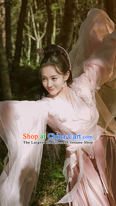 Chinese Ancient Peri Costumes Traditional Princess Swordsman Hanfu Dress