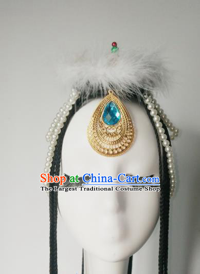 Chinese Traditional Classical Dance Hair Accessories Zang Nationality Dance Headwear for Women
