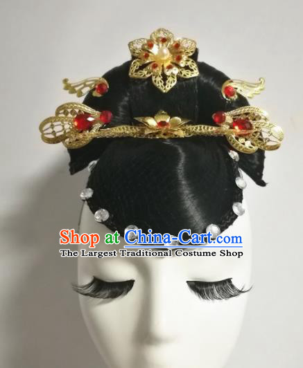 Chinese Traditional Classical Dance Hair Accessories Folk Dance Wig and Headwear for Women