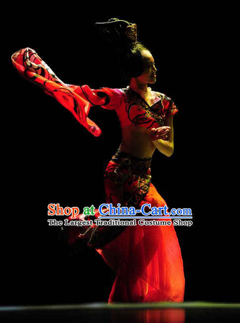 Chinese Traditional Folk Dance Red Costume Classical Dance Clothing for Women