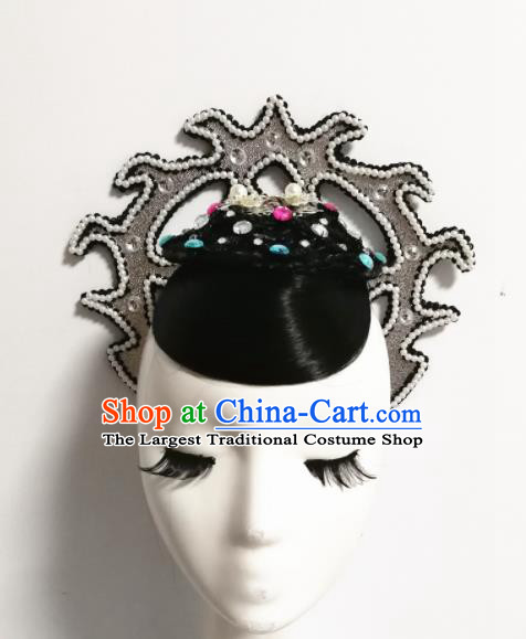Chinese Traditional Classical Dance Headwear Folk Dance Wig and Hair Accessories for Women